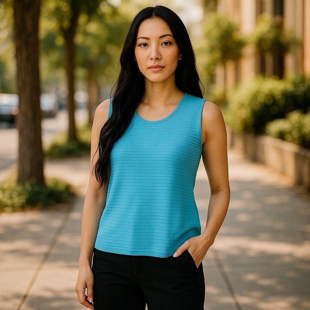 Ming Wang Blue Blouse Elegant Top Size Small NWT